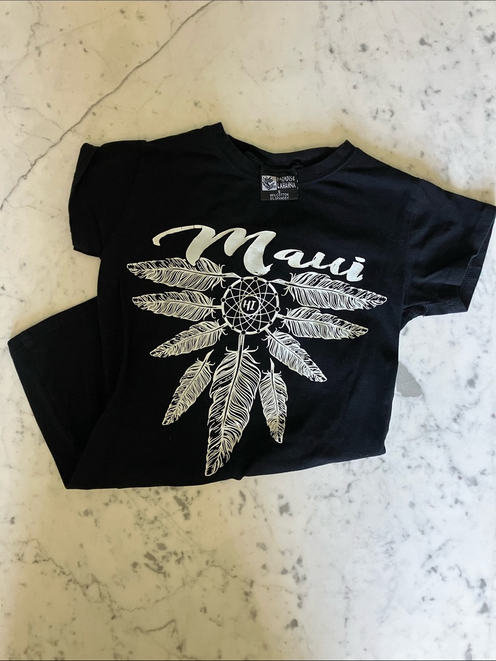 Vintage Black Maui Feather Graphic Short Sleeve Tee